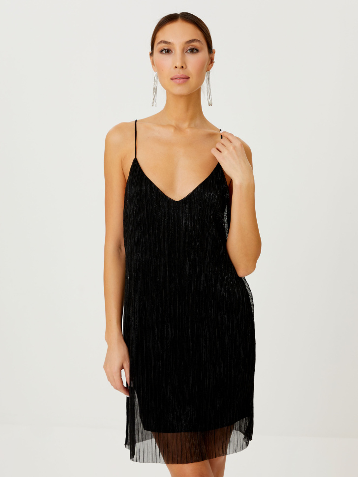 Платье на тонких бретелях (черный, XS)