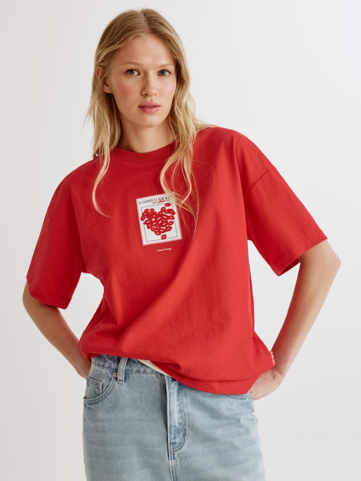 Футболка оверсайз Sela с декоративным патчем, арт. 36402