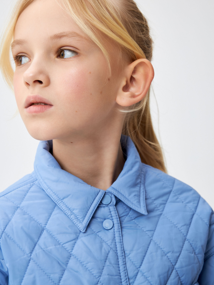 Утепленная куртка-рубашка для девочек (голубой, 158) sela 4680168256530 - фото 4