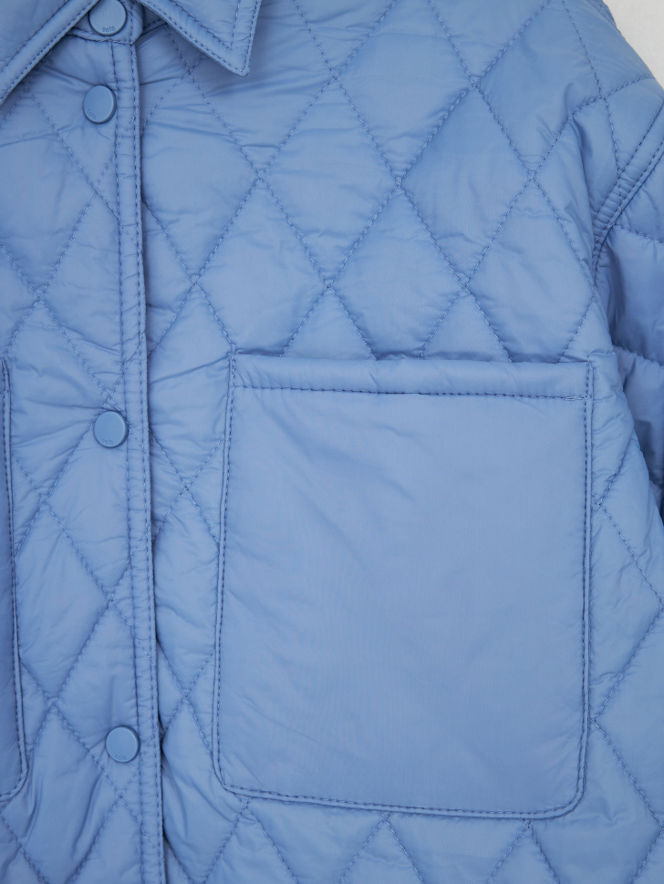 Утепленная куртка-рубашка для девочек (голубой, 158) sela 4680168256530 - фото 7