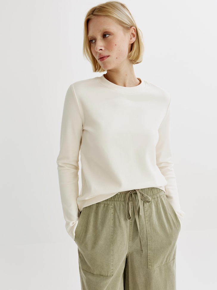 Лонгслив SELA Базовый из интерлока, белый, арт. 43939