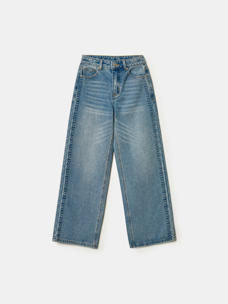 Широкие джинсы с рельефным узором для девочек 2999₽