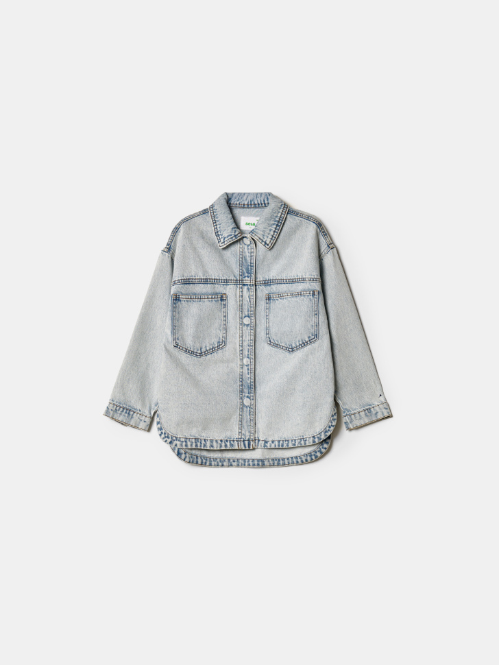 Джинсовая куртка-рубашка SELA для девочек, голубой, арт. 42818