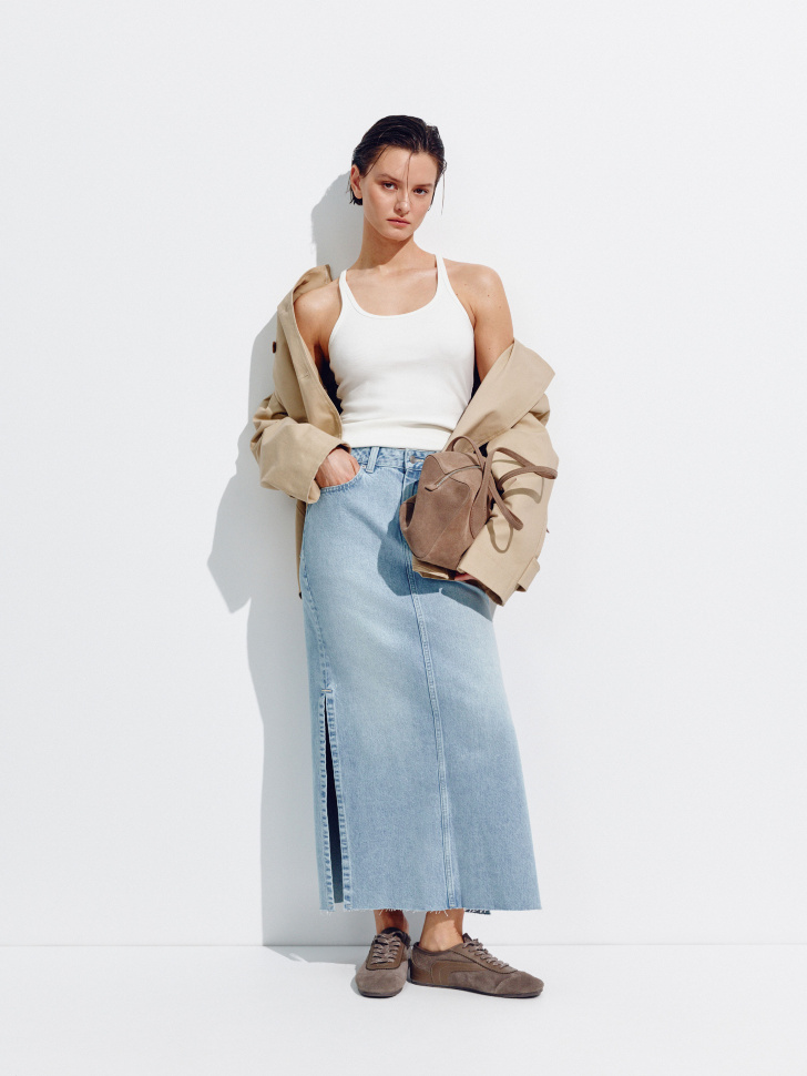 Базовый топ SELA в рубчик, белый, арт. 50439