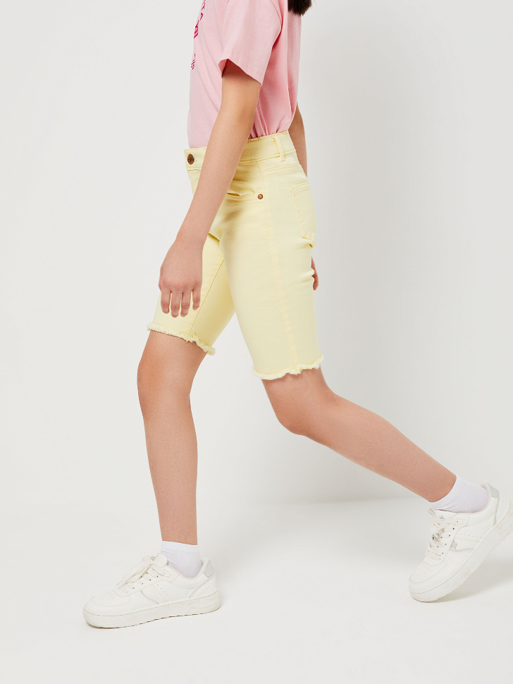 Яркие джинсовые шорты для девочек (желтый, 146/ 11-12 YEARS) sela 4603375566445 - фото 3