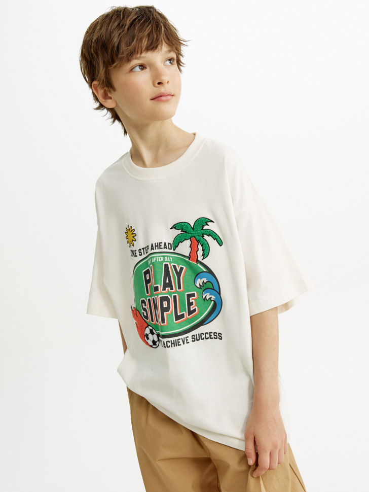 Футболка оверсайз Sela с принтом, белый, арт. 52716