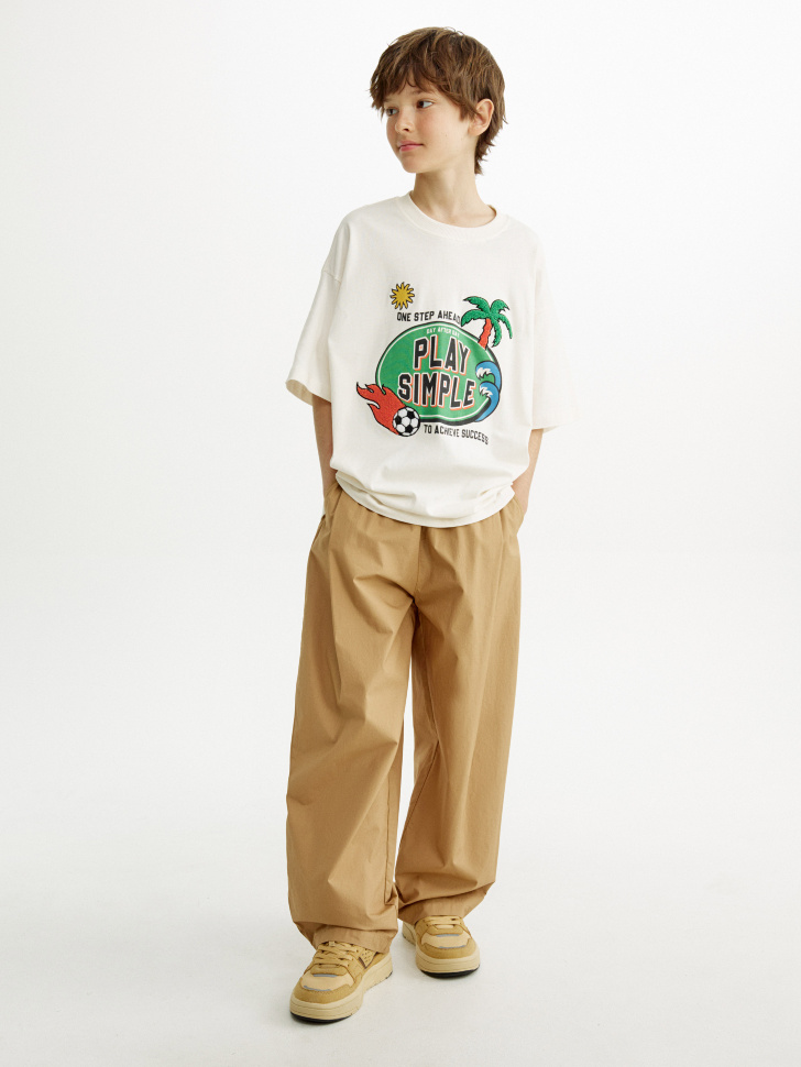 футболка оверсайз с принтом для мальчиков от бренда sela вид слева