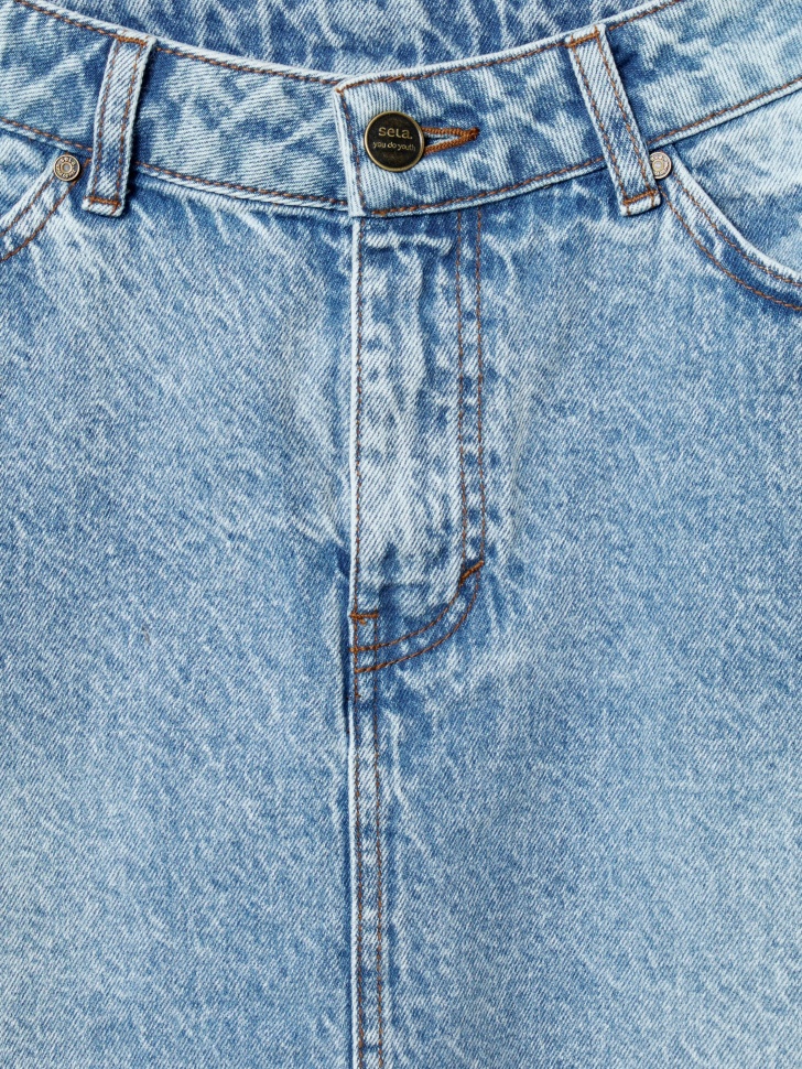 джинсовая мини-юбка из линейки  young из джинсы и джинскота спереди