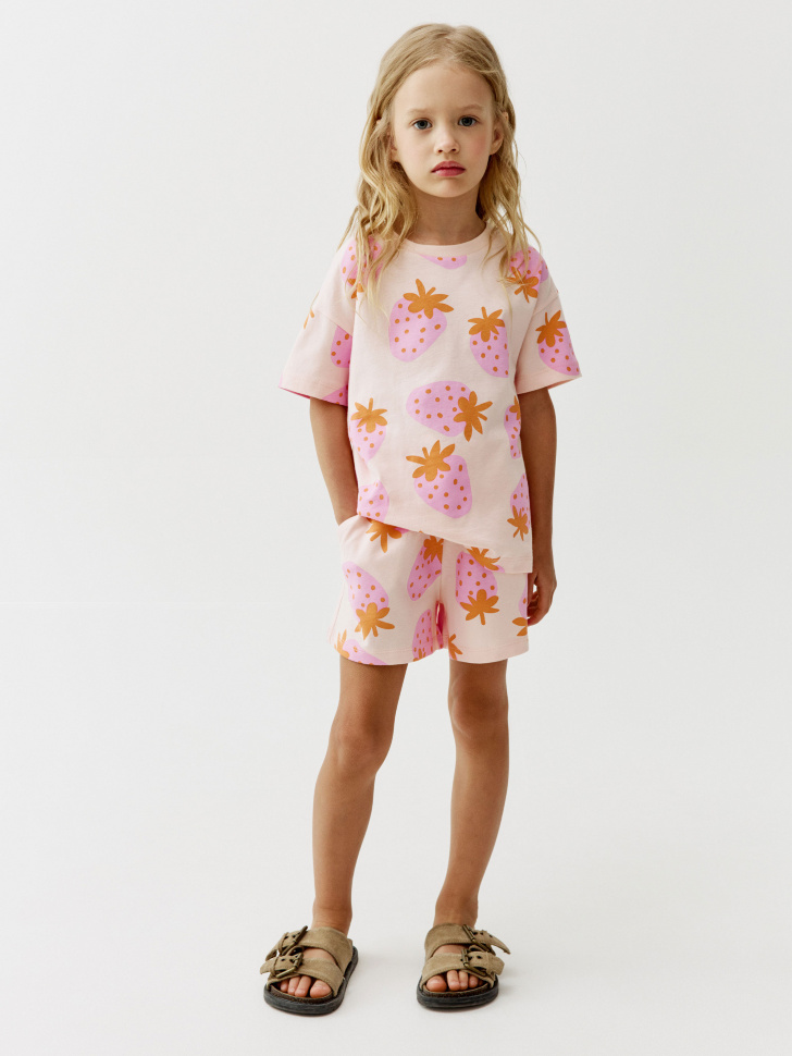 Трикотажные шорты Sela с принтом для девочек, разноцветный, арт. 52540