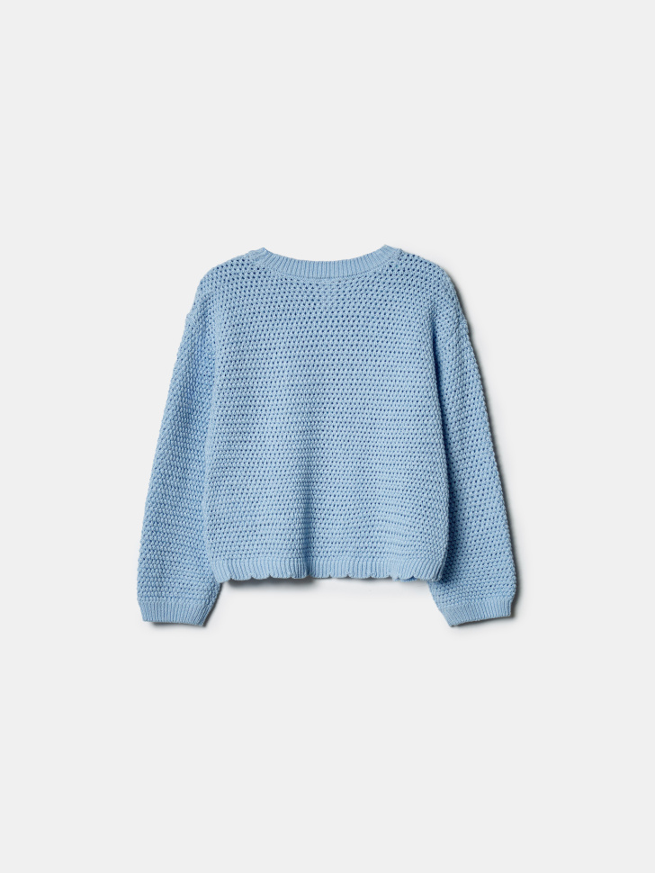 джемпер ажурной вязки с декором для девочек от бренда sela вид слева