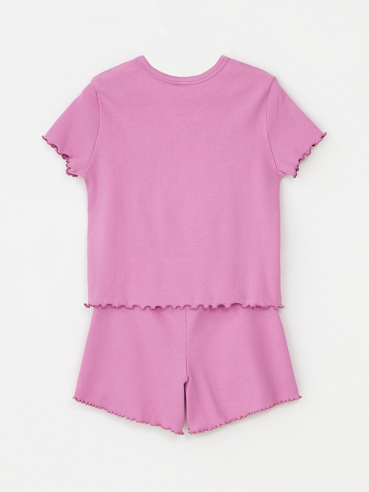 Пижама в рубчик для девочек (розовый, 158-164) sela 4680168482373 - фото 2