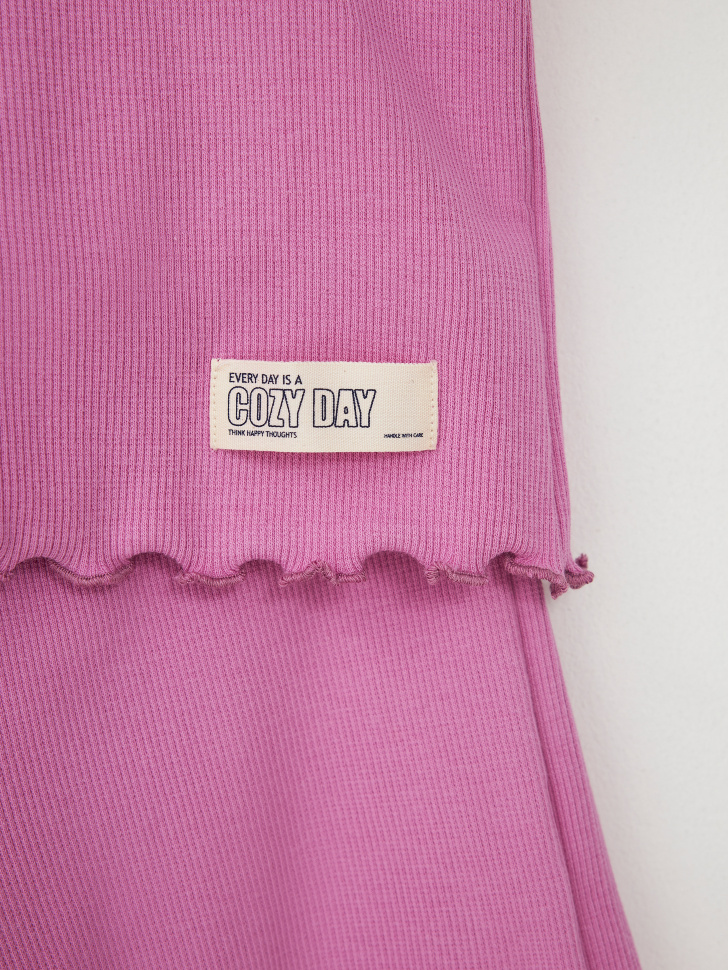 Пижама в рубчик для девочек (розовый, 104-110) sela 4680168482304 - фото 3