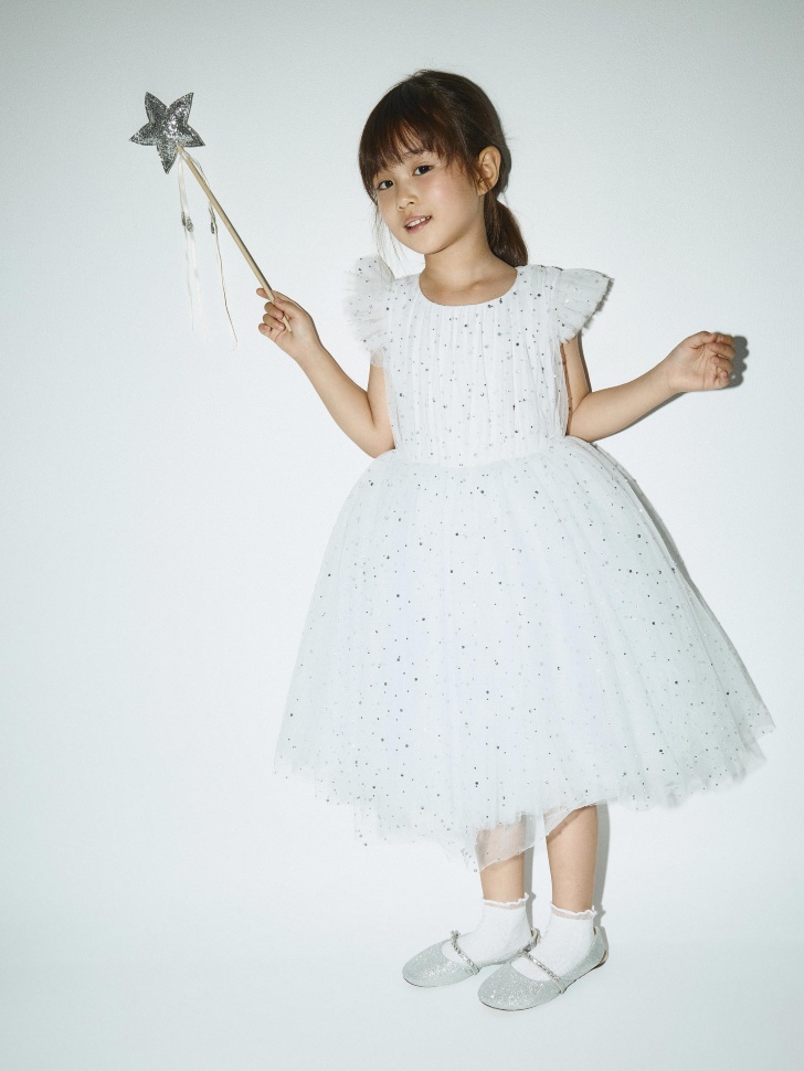 белое пышное платье со стразами для девочек 4680704103519 фотография