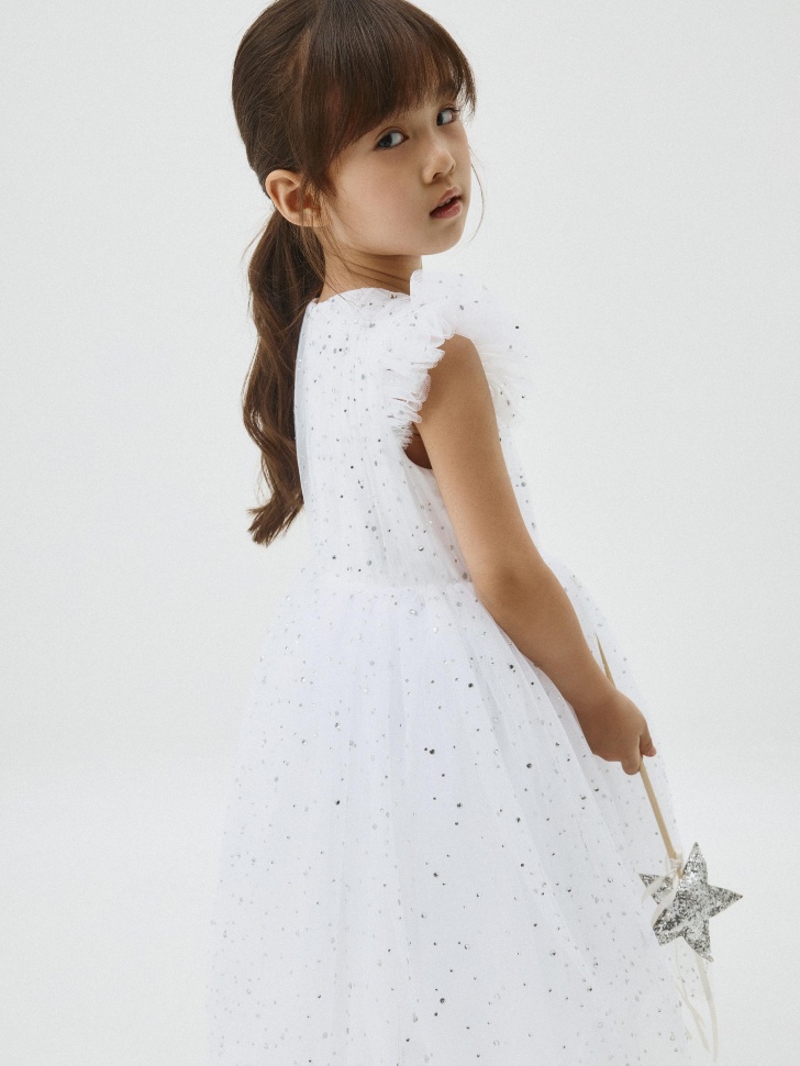 белое пышное платье со стразами для девочек 4680704103519 в интернет магазине