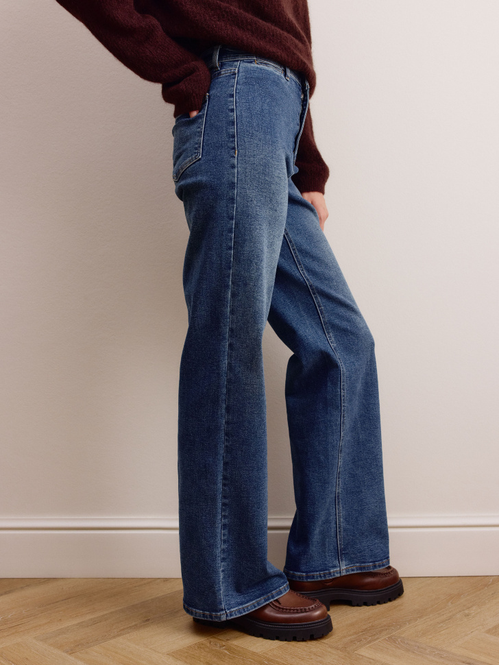 джинсы wide leg из денима спереди