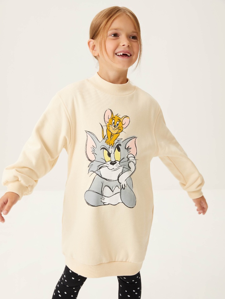 

Свитшот с принтом Tom&Jerry для девочек, Белый