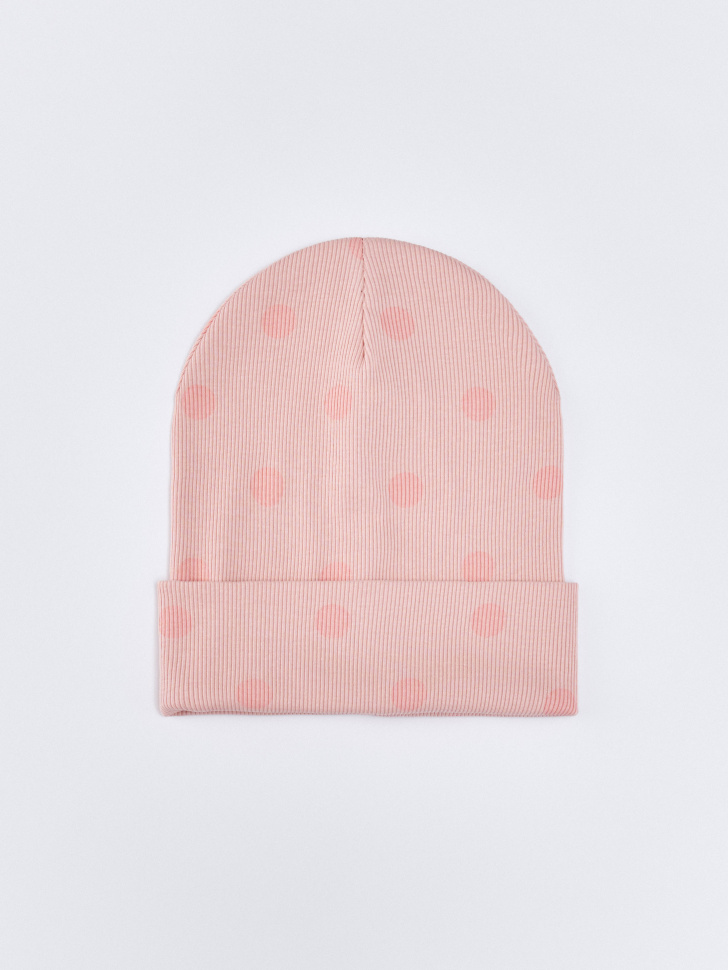 SELA Шапка трикотажная в горошек для девочек, розовый, арт. 34523