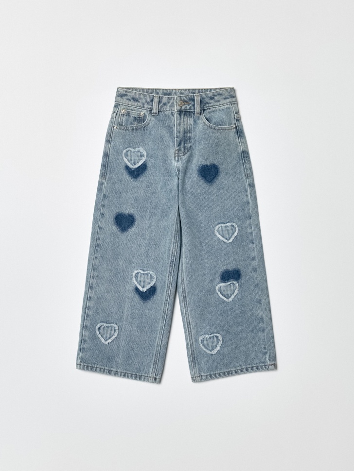 широкие джинсы с аппликацией для девочек 4610517105134 фотография