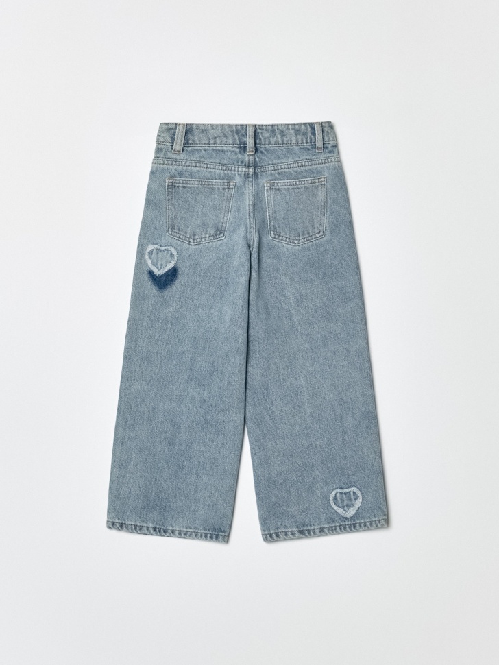 широкие джинсы с аппликацией для девочек от бренда sela вид слева