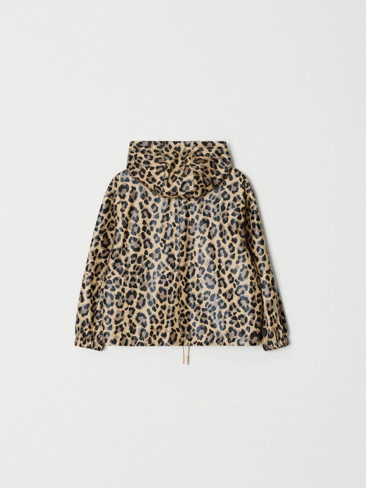 леопардовая куртка с капюшоном для девочек из россии вид сбоку