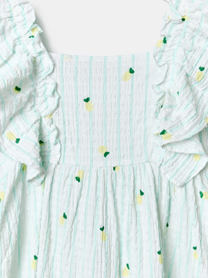 летнее платье из фактурного хлопка для девочек из хлопка спереди