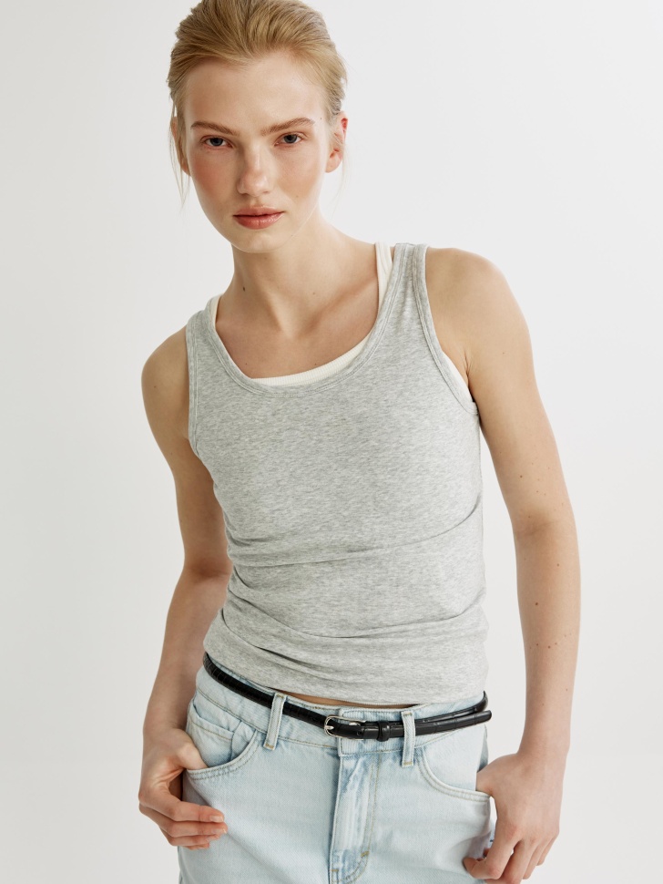 Приталенный топ из модала Sela, серый, арт. 49406