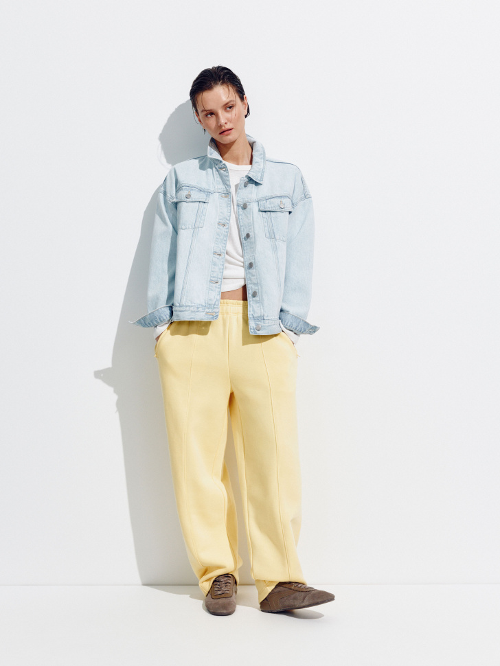 SELA Укороченная джинсовая куртка оверсайз, голубой, арт. 51308