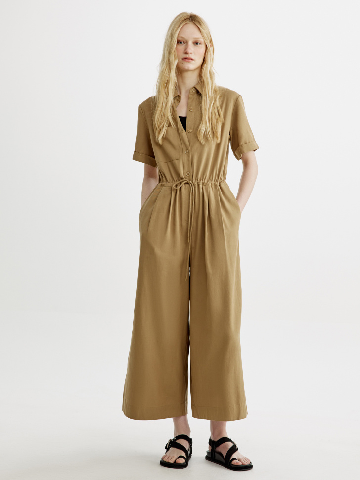 Комбинезон Sela из смесового тенселя и хлопка, бежевый, арт. 54359