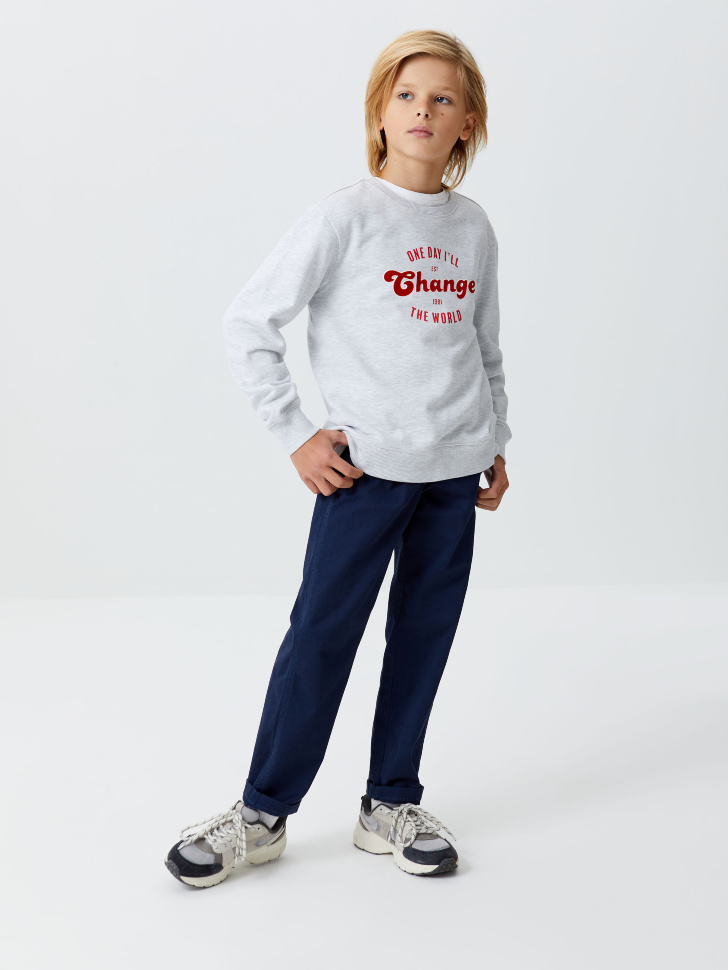 

Хлопковые брюки на резинке для мальчиков, Синий