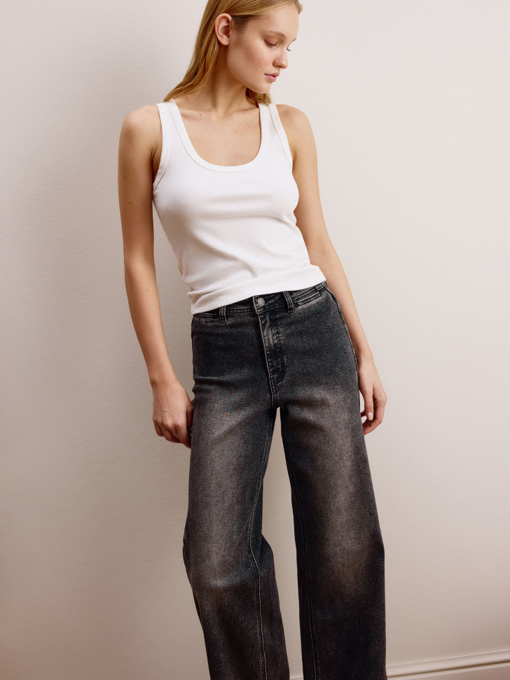 джинсы wide leg из денима спереди