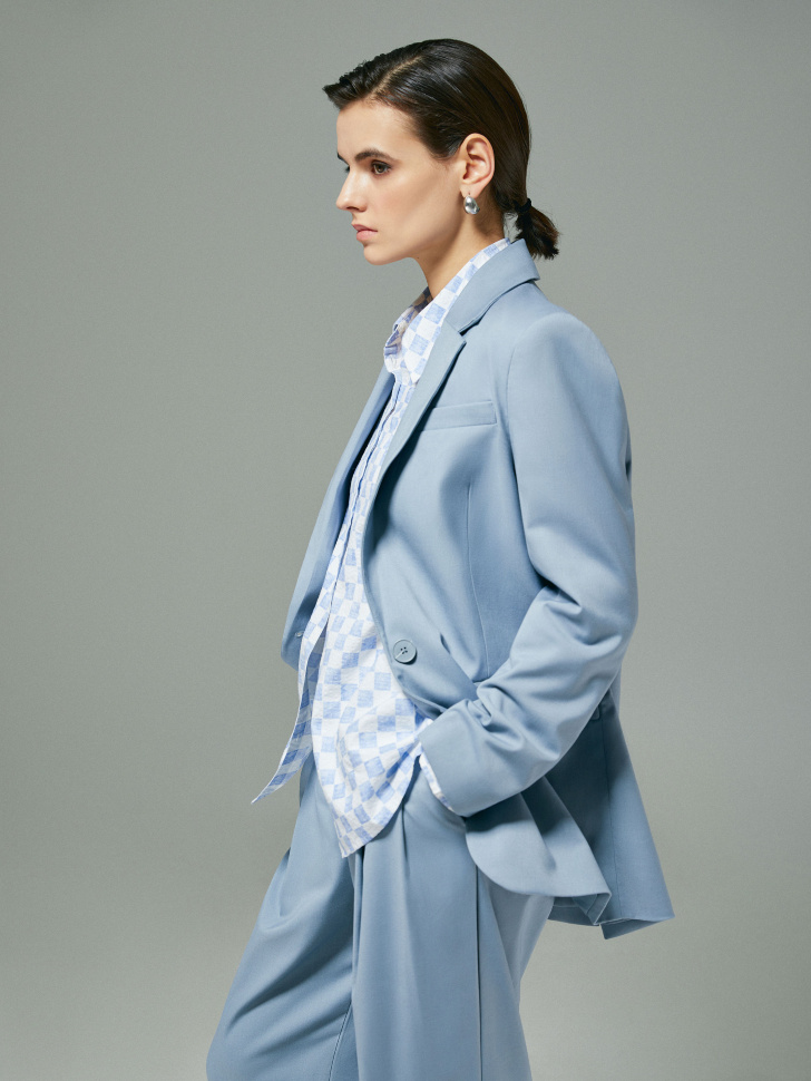 Объемный пиджак (голубой, XS) от Sela