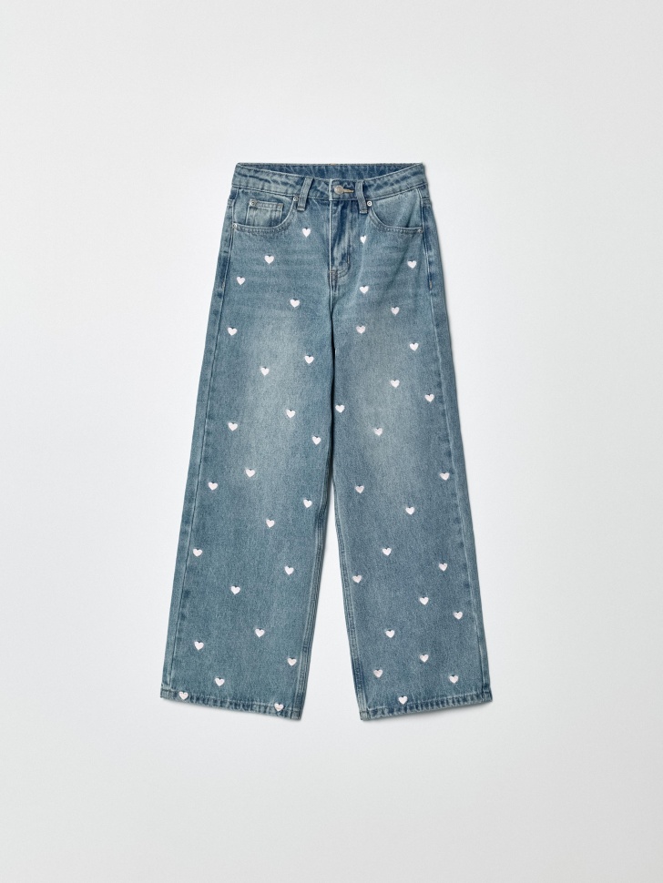 широкие джинсы с вышивкой для девочек 4610517105974 фотография