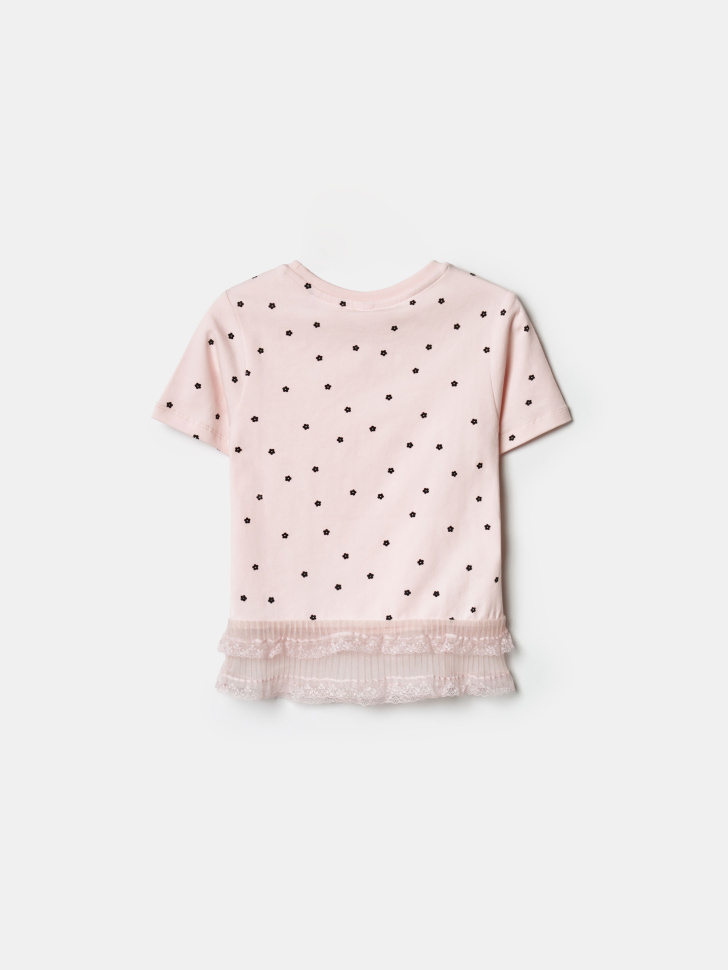 футболка с кружевными оборками для девочек от бренда sela вид слева