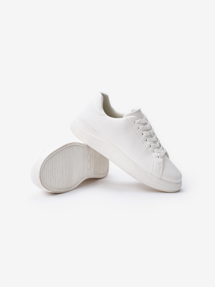 кеды на объемной подошве из кожи спереди