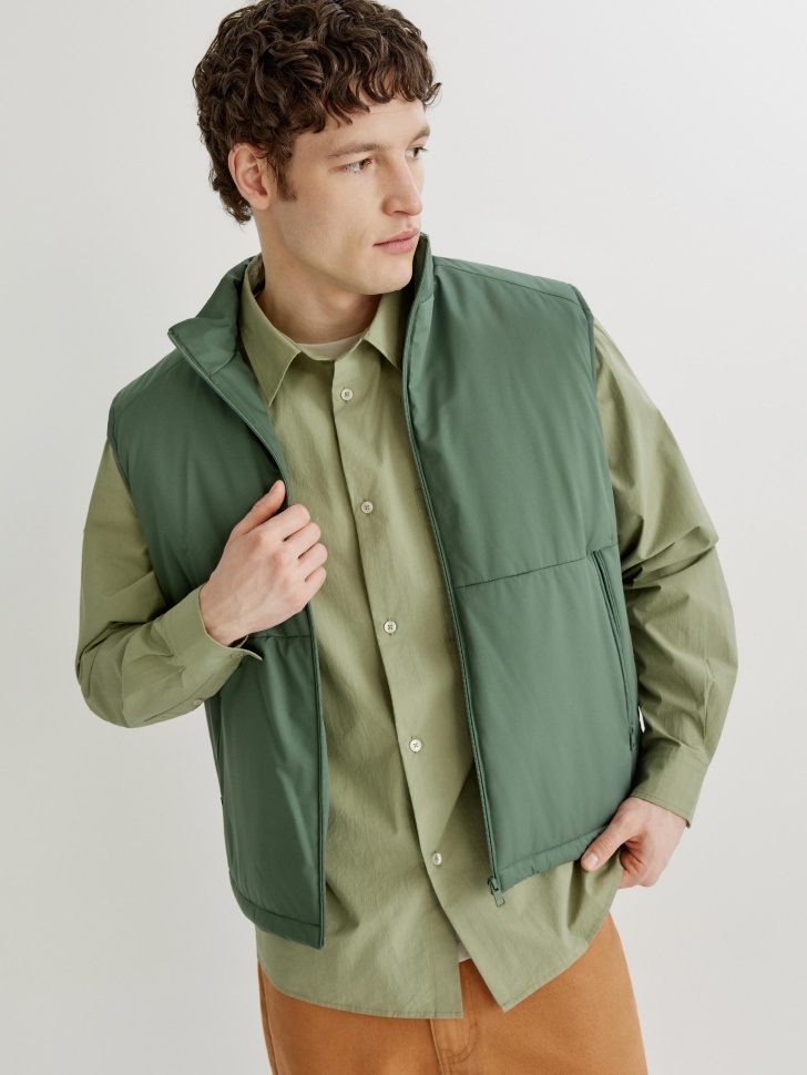 Мужской утепленный жилет SELA с флисовой подкладкой, зеленый, арт. 42883