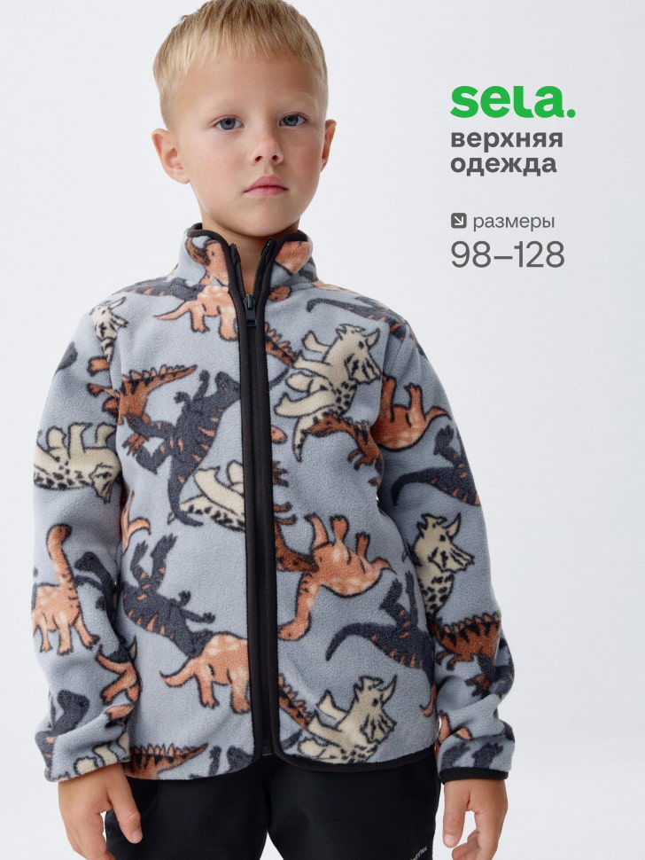 Флисовая толстовка с принтом для мальчиков, голубой, арт. 4569