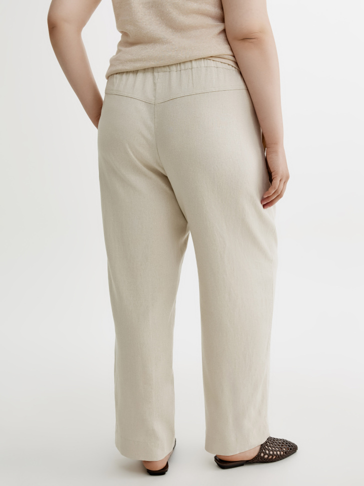 брюки из смесового льна и вискозы из льна спереди