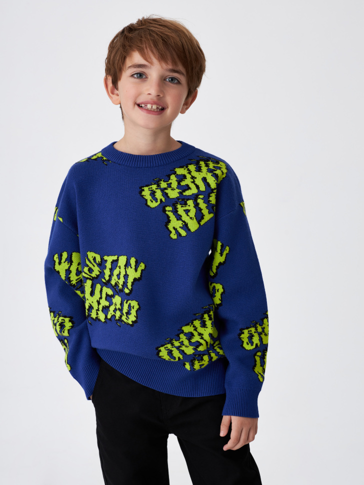 

Вязаный джемпер с принтом для мальчиков