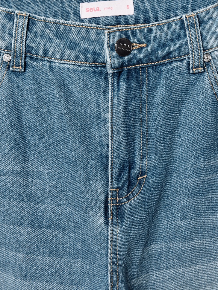 широкие джинсы с подворотом в клетку из линейки  young от бренда sela вид слева