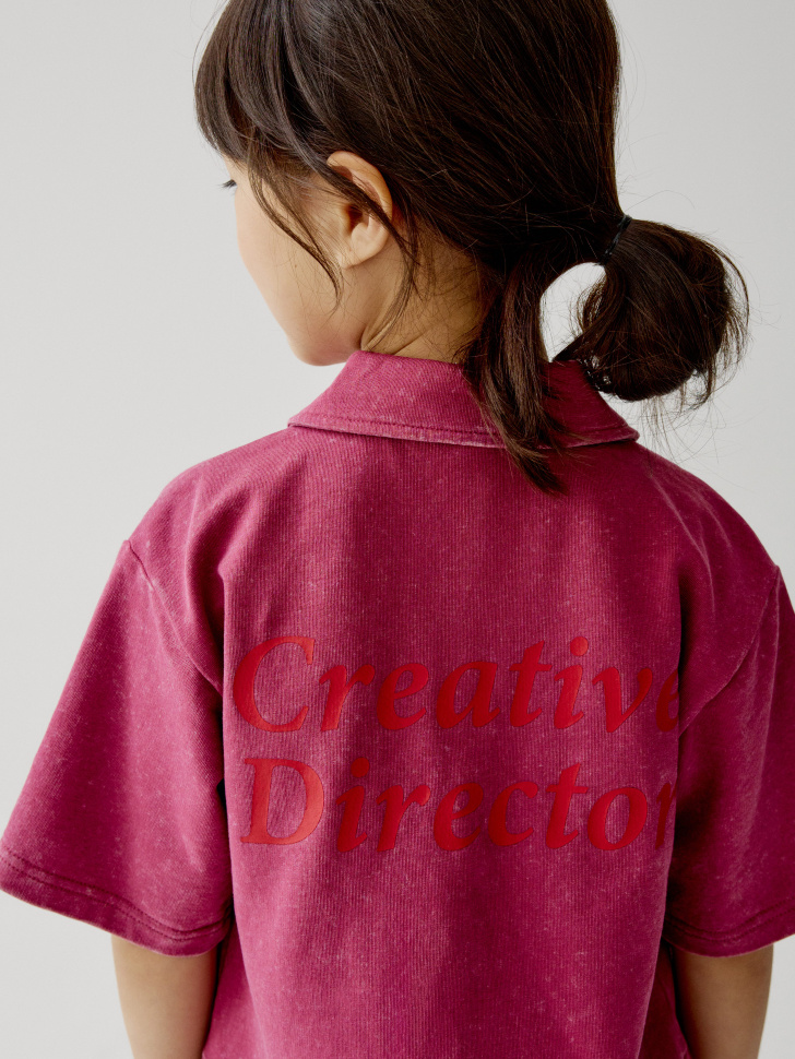 трикотажный комбинезон с эффектом стирки для девочек от бренда sela вид слева