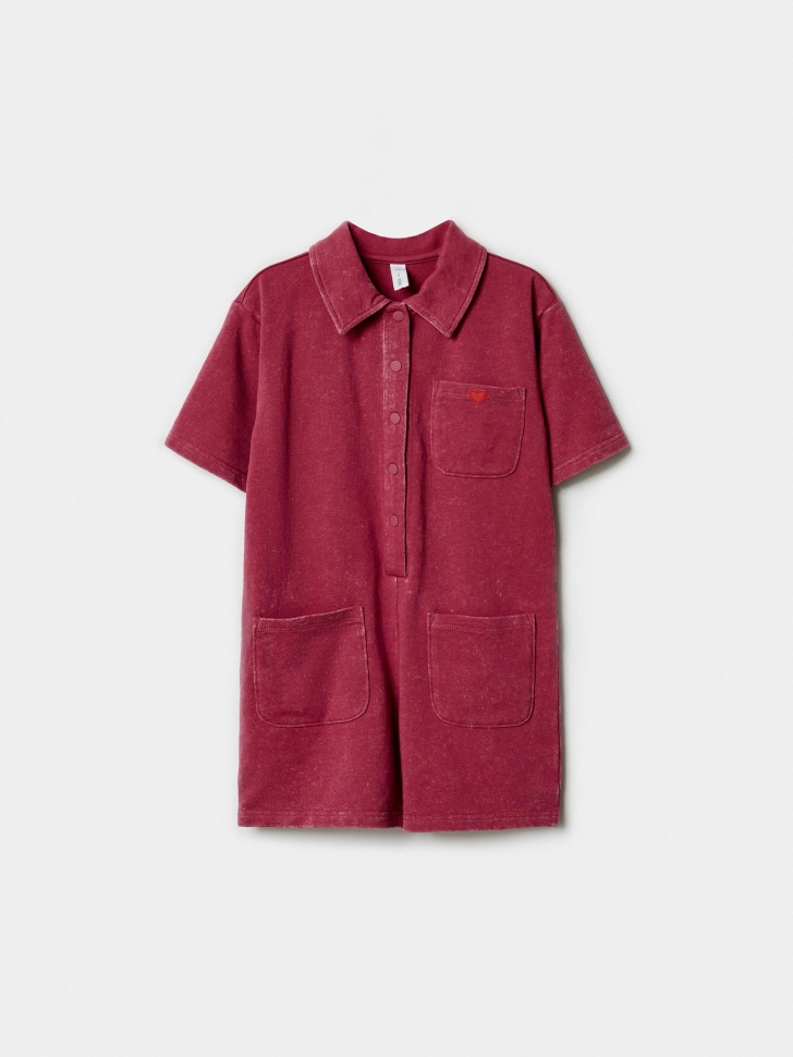 трикотажный комбинезон с эффектом стирки для девочек из россии вид сбоку