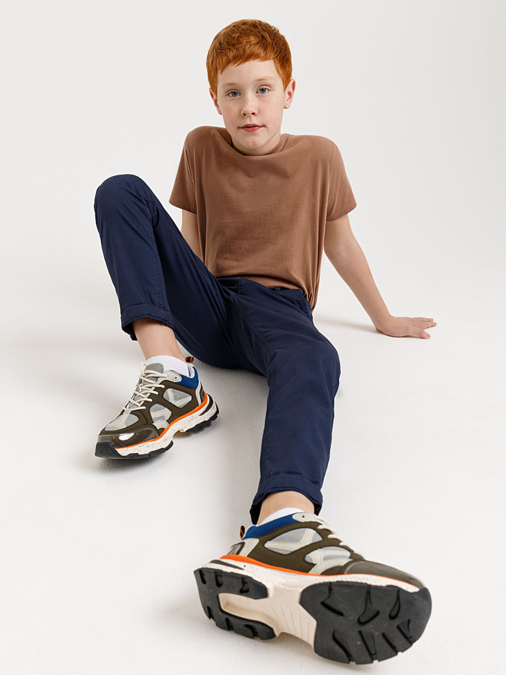 брюки прямого кроя для мальчиков (синий, 128/ 8-9 YEARS)