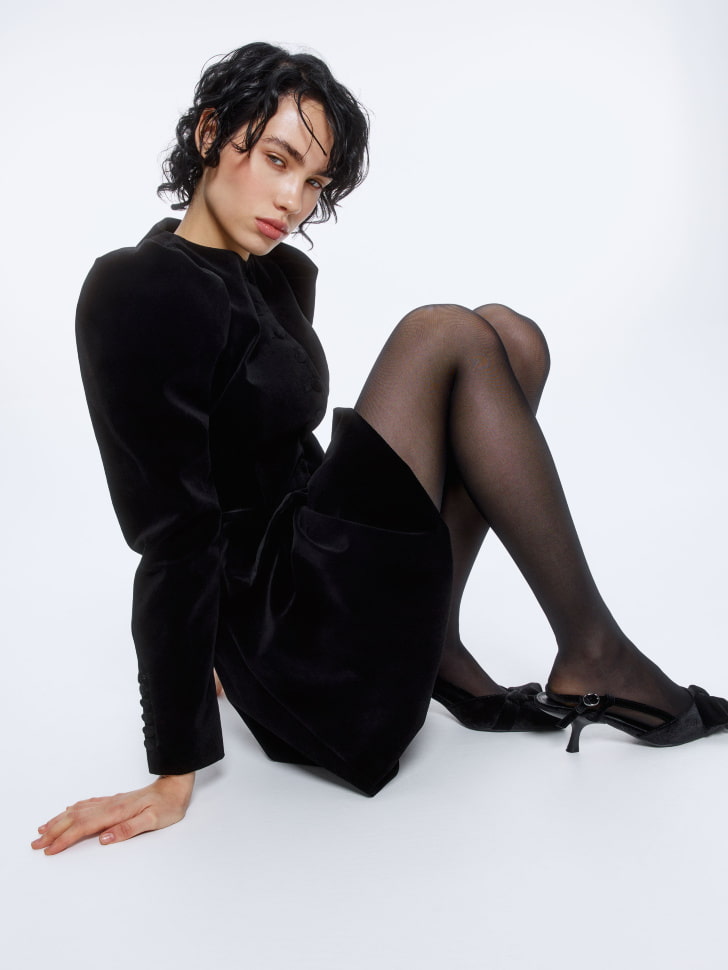 бархатные туфли с бантом для взрослого возраста с изнаночной стороны