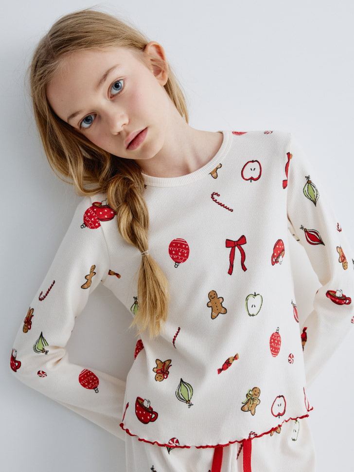 новогодняя пижама с принтом для девочек 4680798781426 фотография