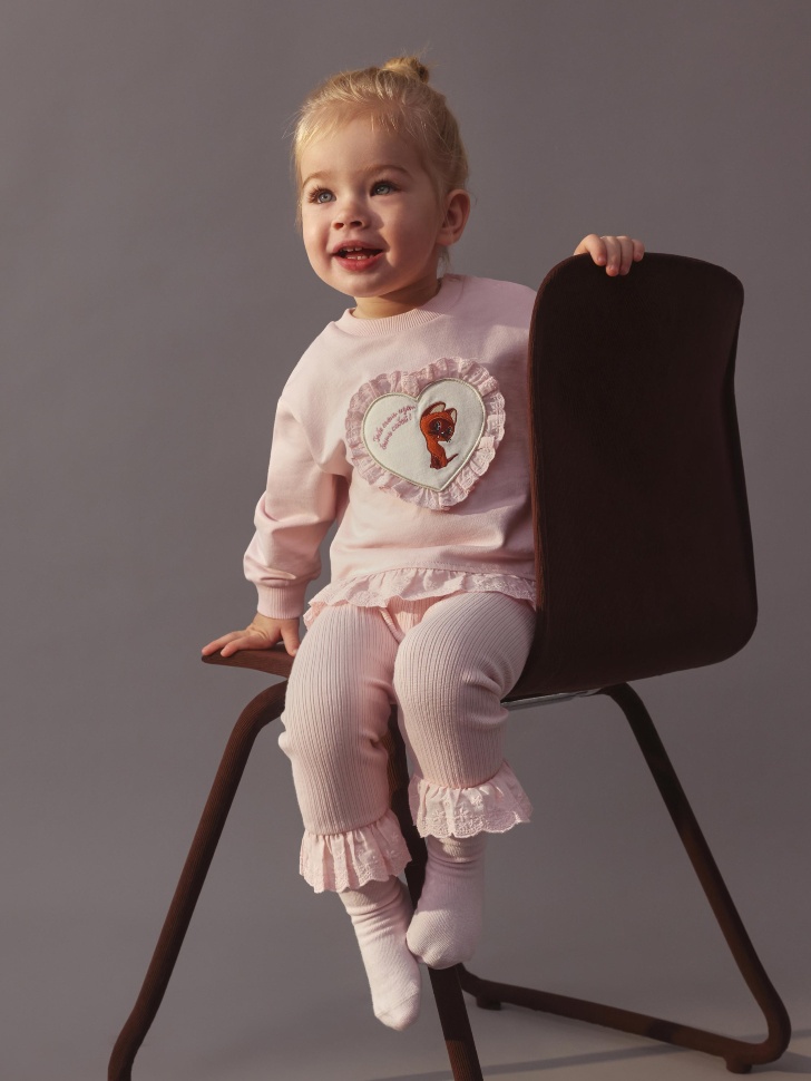 Брюки SELA x Союзмультфильм с оборками для малышей, розовый, арт. 35153