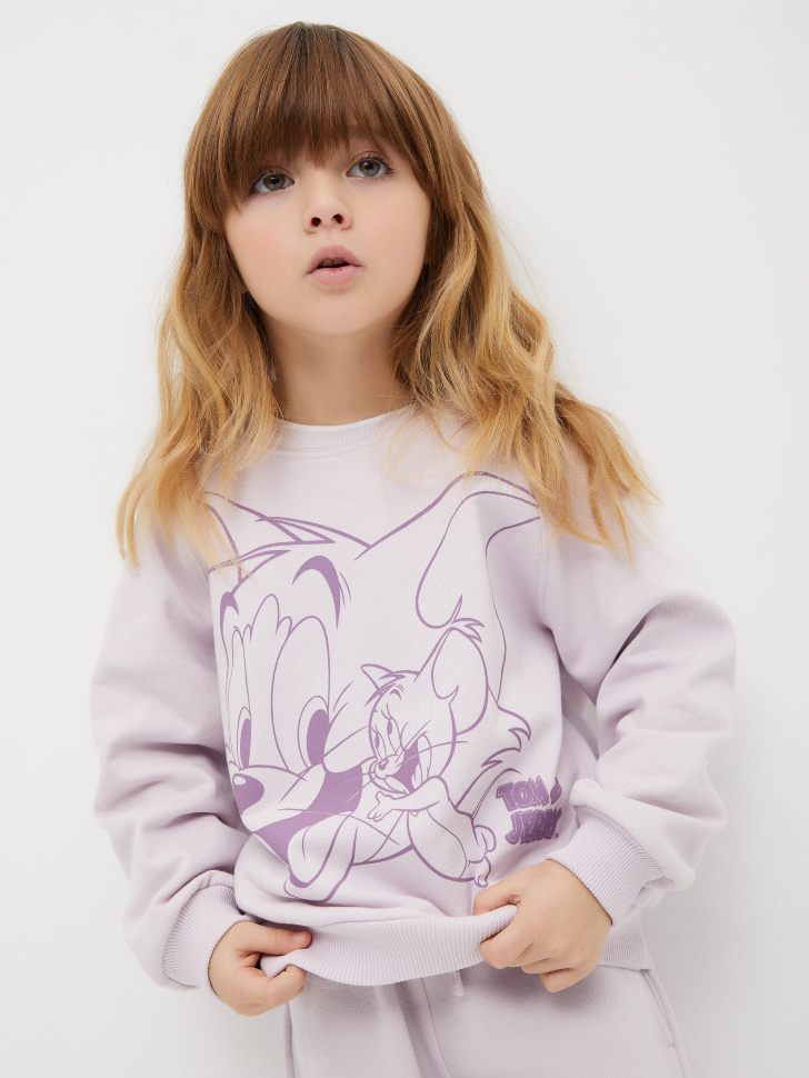 

Трикотажный свитшот с принтом Tom & Jerry для девочек, Сиреневый