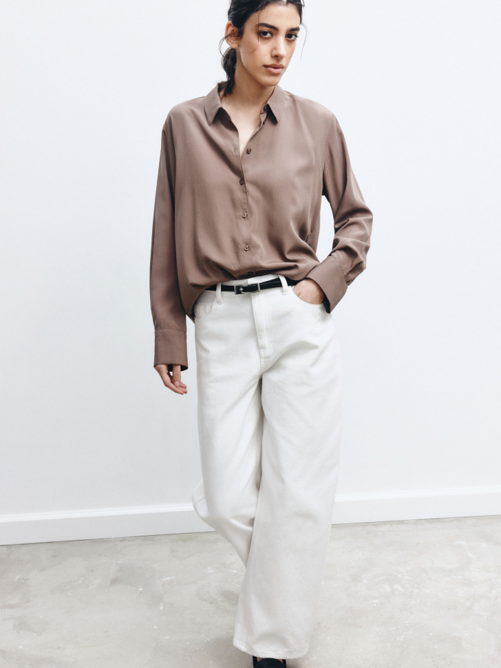 рубашка из смесового модала премиум качества от бренда sela вид слева