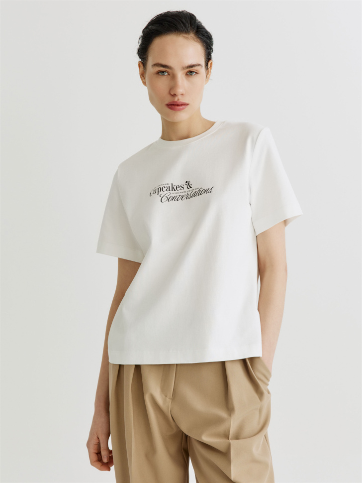 Футболка SELA с принтом, белый, арт. 39120