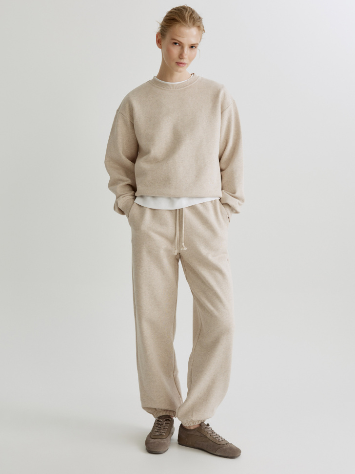 Женские брюки-джоггеры Sela из футера, бежевый, арт. 41390