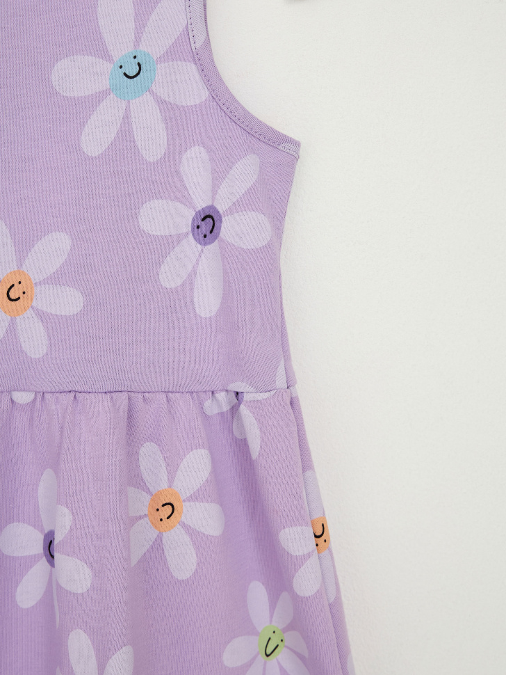 Трикотажное платье с принтом для девочек (сиреневый, 98) sela 4680168550065 - фото 6